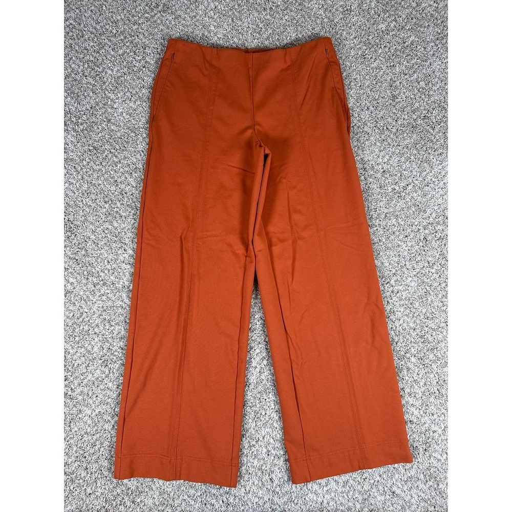 J Jill Ponte Pants Womens Medium Rust Orange Wide Leg Pull On Stretch